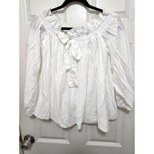 NWT 3CE White Off-Shoulder Long Sleeve Bohemia Oversize Blouse Size M